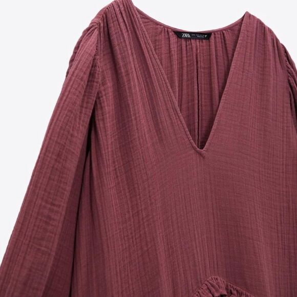 ZARA Midi Dress Cotton Voluminous New - Picture 5 of 5